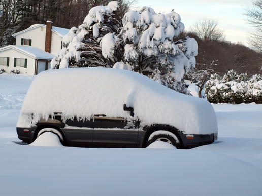 snow covered vehicle